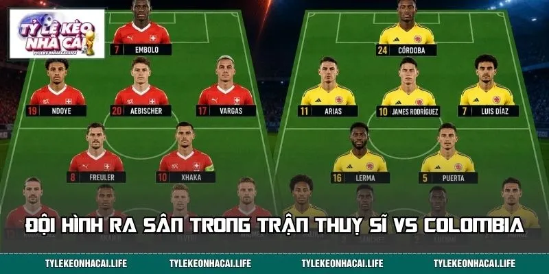 Đội hình ra sân trong trận Thuỵ Sĩ vs Colombia